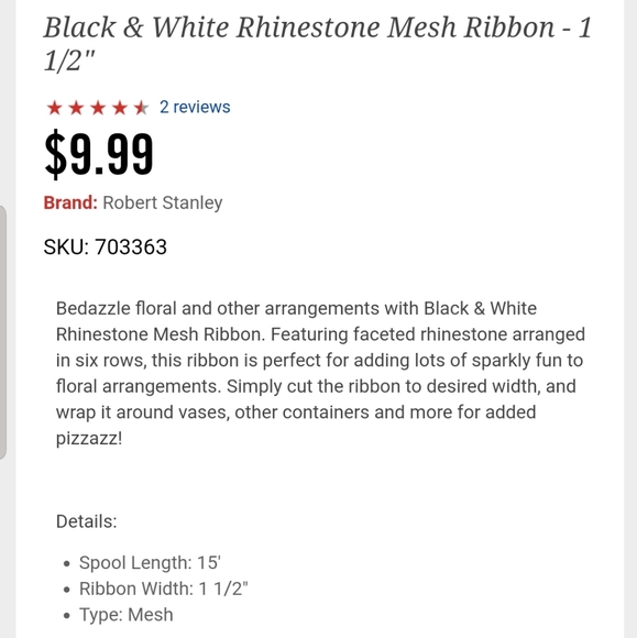 Rhinestone Mesh Ribbon - Picture 3 of 3